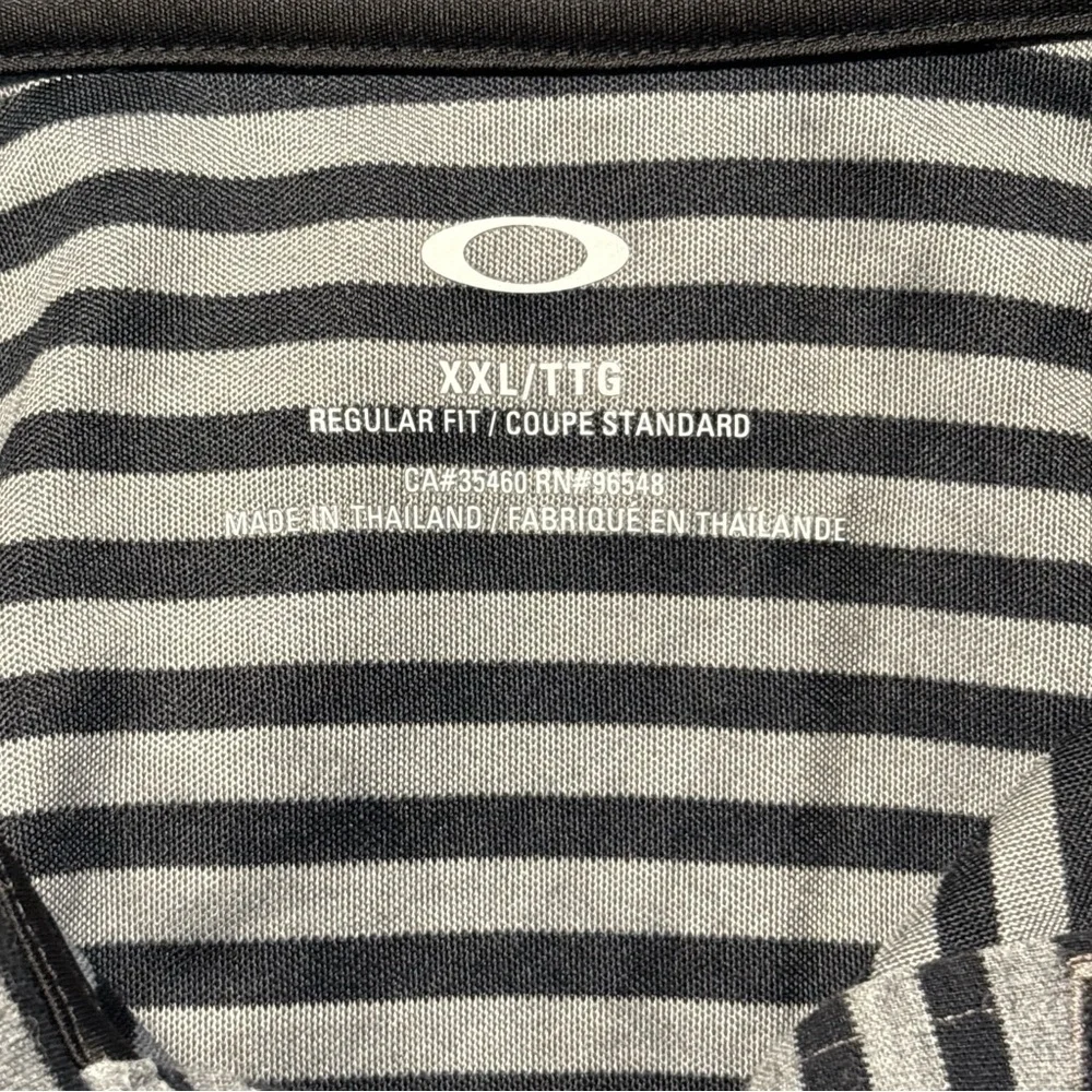 Oakley Men's Size XXL Gray & Black Striped Polo Golf Shirt Stretch Classic